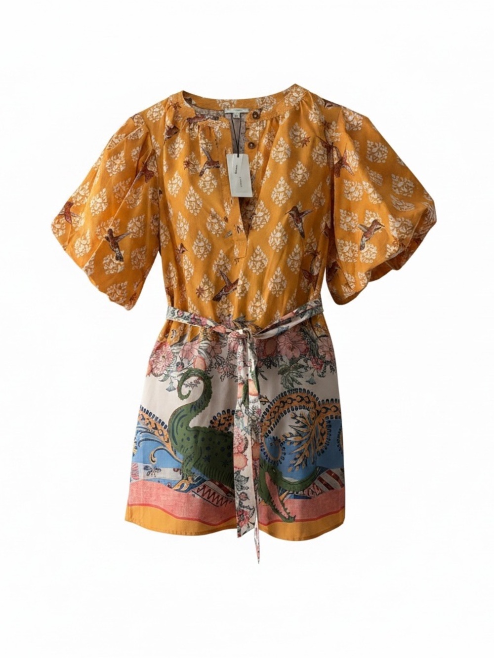 a loves a Yellow Printed Cotton Button-Front Dress - Picture 2 of 4